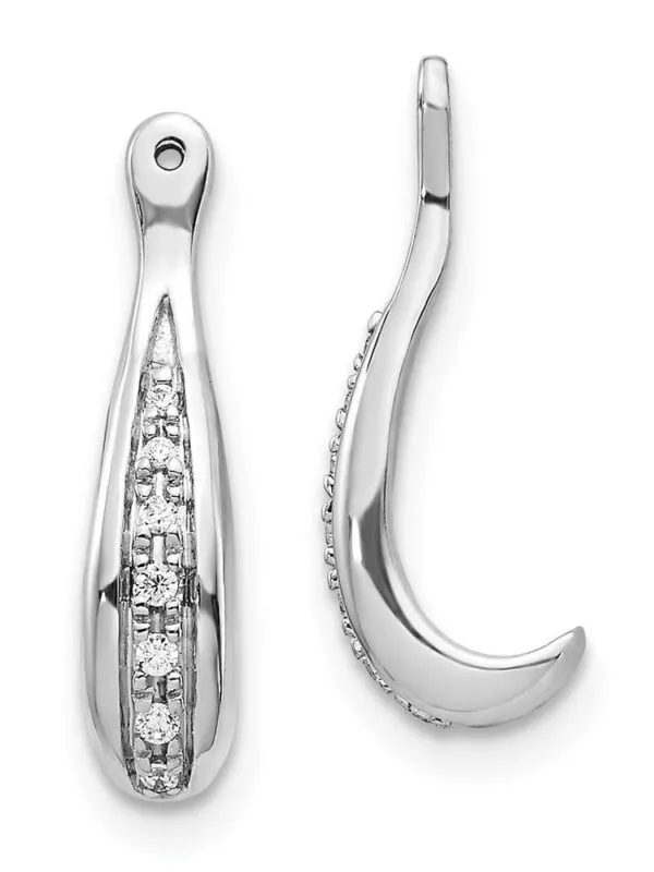 14k White Gold Diamond Ear Jacket Jackets For Studs