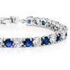 Gem Stone King Sparkling 7 Inch Blue and White Tennis Bracelet
