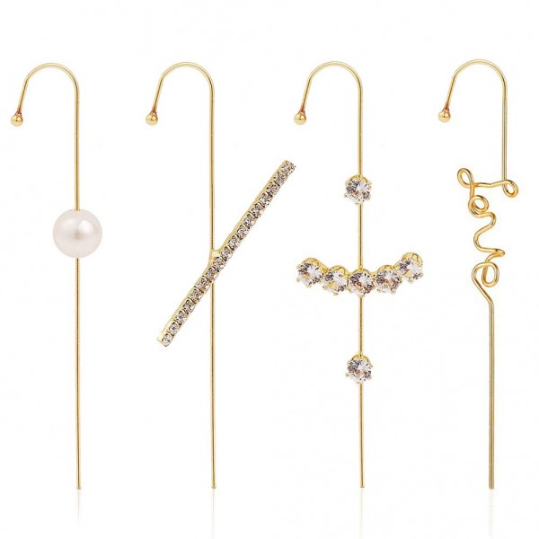 14K Gold Hypoallergenic Love Pearl Climber Earrings