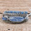 Blue Topaz Sodalite & Crystal Gemstone Leather Wrap Bracelet