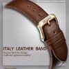 Elegant Men's Blue Dial Rose Gold Watch with Leather Strap – Waterproof & Stylish
