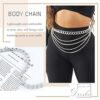 Silver Rhinestones Belly Waist Chain Boho Layered