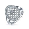 Art Deco Style Fashion Large Oval Pave Cluster CZ Engagement Ring