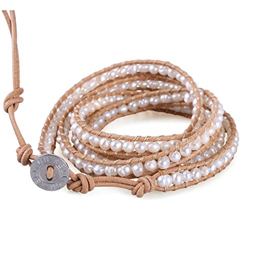 Natural Pearl Beaded 5 Wrap Bracelet