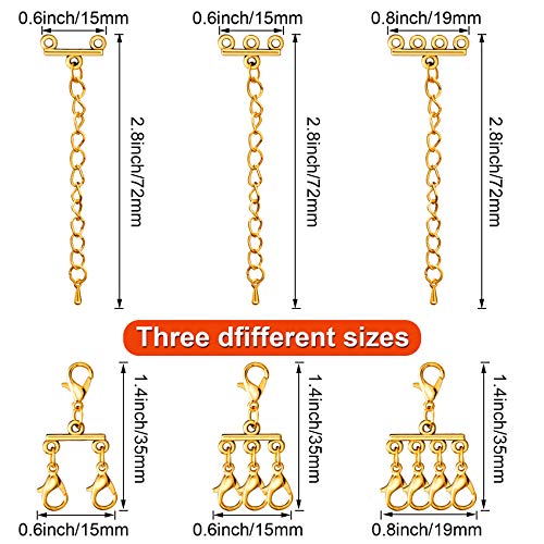 PAGOW 6pcs 3 Sizes Multi Strand Slide Clasp Lock, Necklace Bracelet