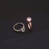 OldSch001 Womens Rose Gold Rings,Six-Prong CZ Diamond