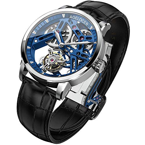 Agelocer Men's Top Brand Double-Sided Hollow Tourbillon Watch