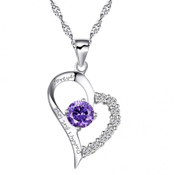 Heart Pendant Enhancer Women Necklace Amethyst