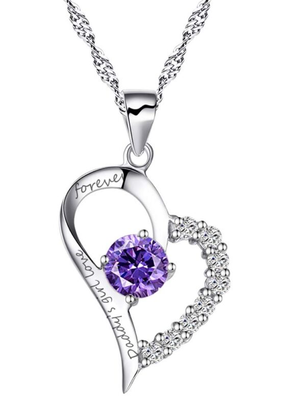 Heart Pendant Enhancer Women Necklace Amethyst