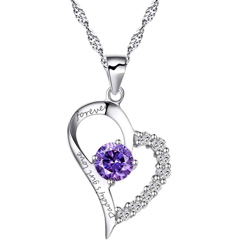 Heart Pendant Enhancer Women Necklace Amethyst
