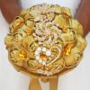Flowers Bridal Bouquets Golden Crystal Bride Gold Rhinestone