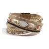 White Beads Vercret Leather Wrap Bracelet