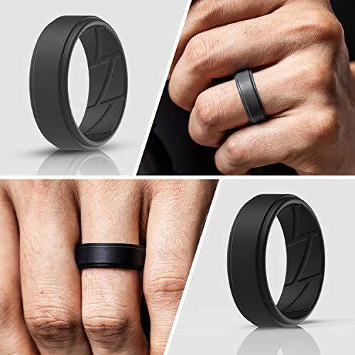 Grey Camo, Gunmetal Silicone Wedding Ring for Men