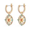 Swarovski Ocean Journey Women's Drop Hoop Earrings – Elegant Compass Design with Aqua, Crimson, and White Crystals