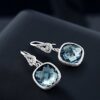 Gem Stone King Sterling Silver Simulated Aquamarine Dangle Earrings