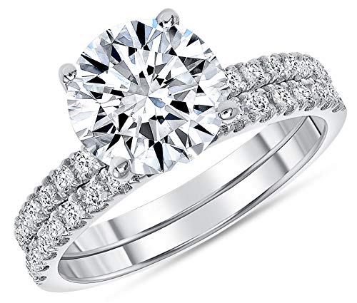 2 1/2 Carat Diamond and Moissanite Engagement Ring in 14k