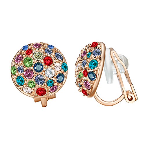 Yoursfs Clip On Earrings for Women Multicolor Crystal