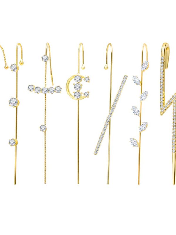 8PCS/Set Gold Ear Cuff Wrap Crawler Hook Earrings