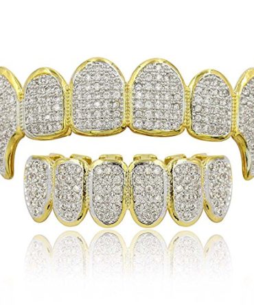 JINAO 18k Gold-Tone All Iced Out Luxury CZ Hip Hop Bling