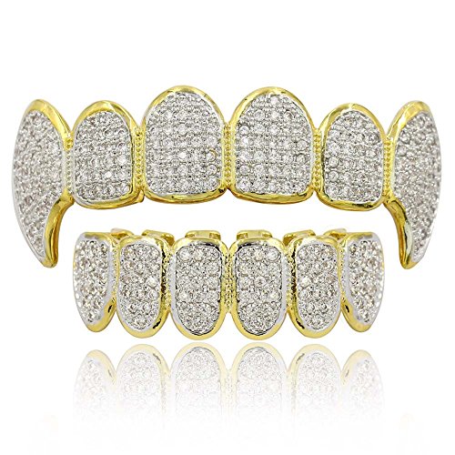 JINAO 18k Gold-Tone All Iced Out Luxury CZ Hip Hop Bling