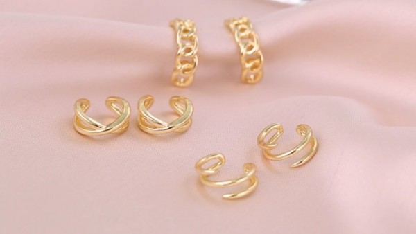 8 Pairs Gold Ear Cuffs Set Earrings Sparking Adjustable Helix