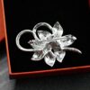 Flower Brooch Pin with Shiny Created Crystal and Created Pearl