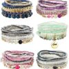 FIBO STEEL 6 Sets Bohemian Stackable Bead Bracelets