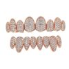 TSANLY Gold Grillz Iced Out CZ Diamond Top & Bottom Set 