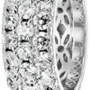 Platinum-Plated Sterling Silver 3 Row Pave Ring set