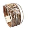 Pearl Leather Cuff Bracelet Multi Strand Wrap Bracelets