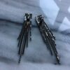 Statement Black Clip On Earrings Extra Long Earrings