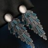 Stunning XZP Opal Clip-On Dangle Earrings – Retro Bohemian Chandelier Design (No Pierced, Giftable for Mom)