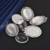 30Pcs Brooch Bezels with Glass Cabochons – DIY Oval Cabochon Trays in 3 Colors for Jewelry Making