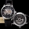 Black Leather Watch Strap Stuhrling Original Mens Automatic Watch Skeleton