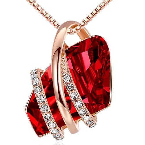 Leafael Wish Stone Pendant Necklace with Ruby Red