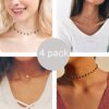 Gold Star Pearl Choker Necklace -4 Pieces Set