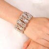 Crystal Teardrop Knot Elastic Stretch Bracelet Clear Gold-Tone