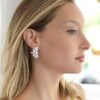 Radiant Elegance: Mariell Bridal Wedding CZ Clip Earrings with Marquis-Cut Clusters - Timeless Glamour for Formal Occasions