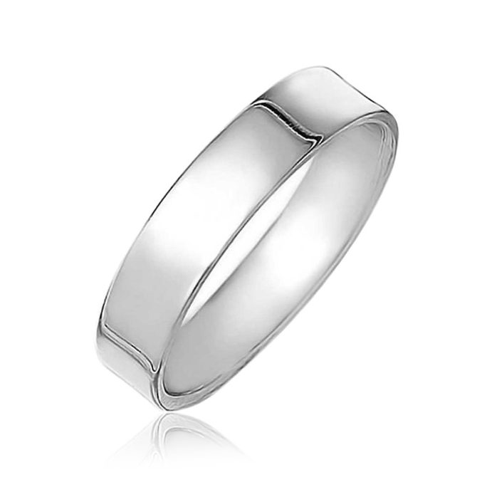 Sterling Silver Flat Couples Wedding Band Ring
