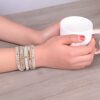 Bracelet 5 Wraps Handmade Beaded Assertion Stainless Metal Field Chain