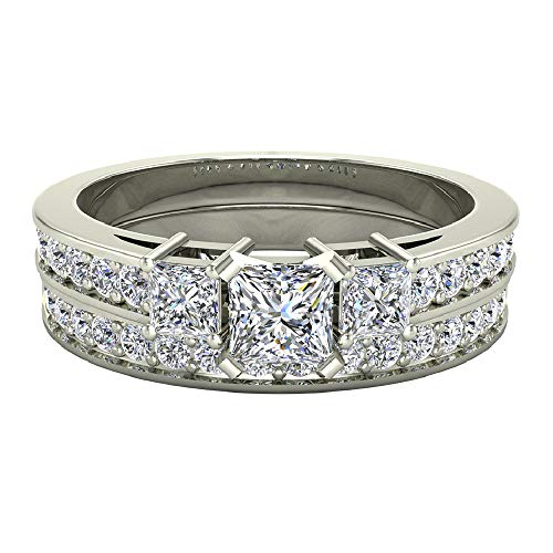 Wedding Rings Bridal Set Princess-cut engagement ring Gift Box
