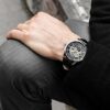 Black Leather Watch Strap Stuhrling Original Mens Automatic Watch Skeleton