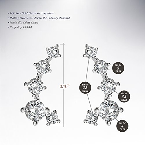PAVOI 14K White Gold Plated Cubic Zirconia Ear Crawler