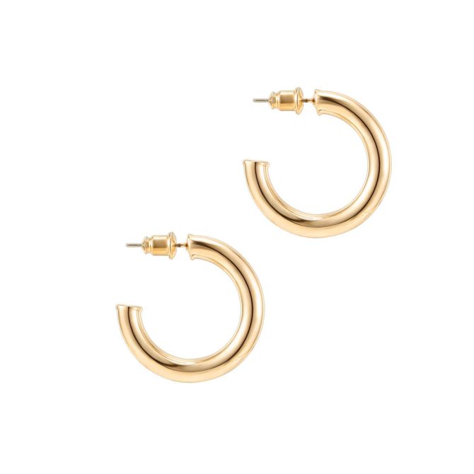 PAVOI 14K Yellow Gold Colored Lightweight Chunky Open Hoops