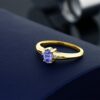 Gem Stone King 0.49 Ct Blue Oval Tanzanite and Diamond Ring