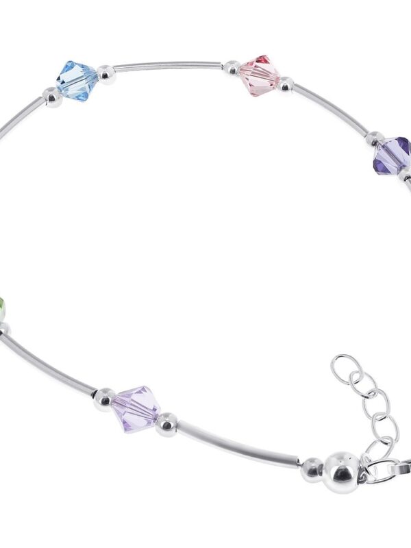 Gem Avenue Multicolor Swarovski Silver Anklet