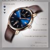 Elegant Men's Blue Dial Rose Gold Watch with Leather Strap – Waterproof & Stylish