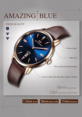 BRIGADA Watches Swiss Brand Blue Business Casual Leather