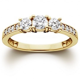 1 Ct 3-Stone Diamond Engagement Ring 10K Yellow Gold
