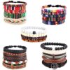 Women Handmade Jewelry String Beads Leather Wristbands